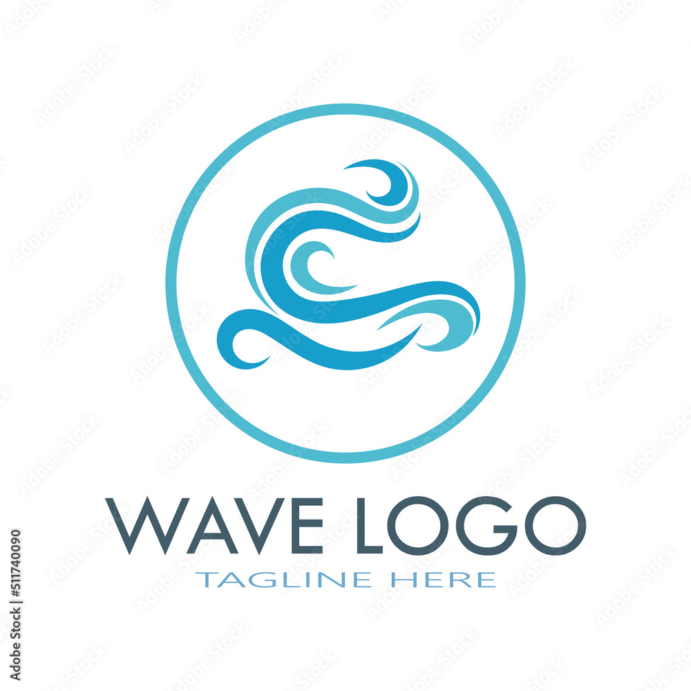 water wave logo design template icon vintage vector
