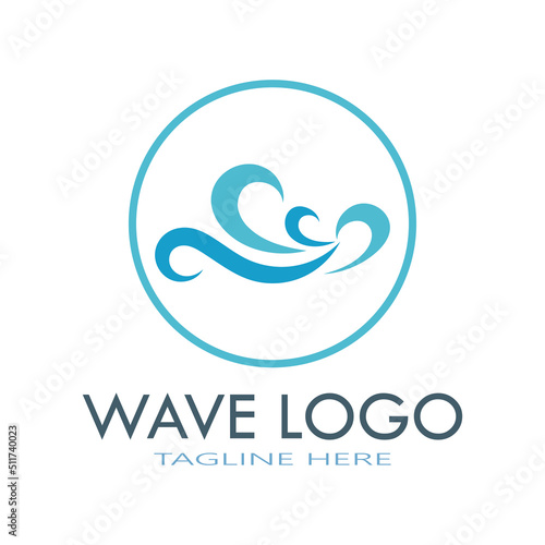 water wave logo design template icon vintage vector