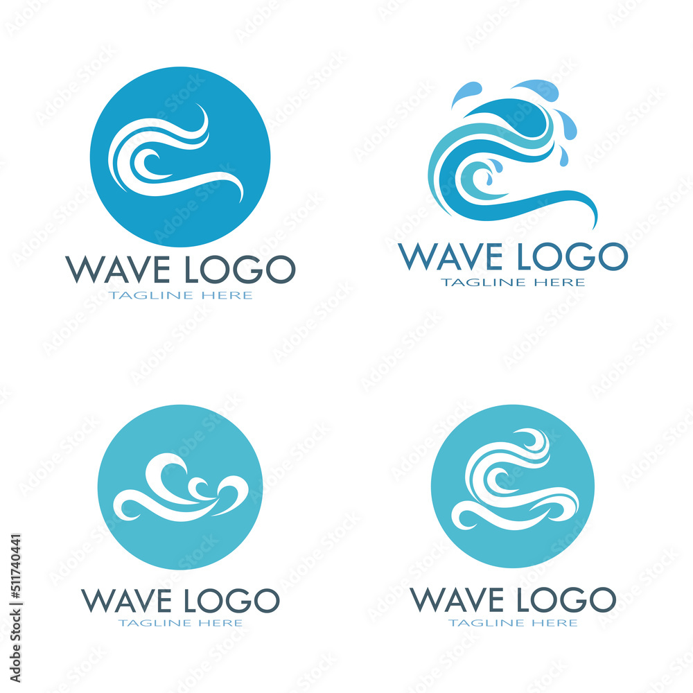 Fototapeta premium water wave logo design template icon vintage vector