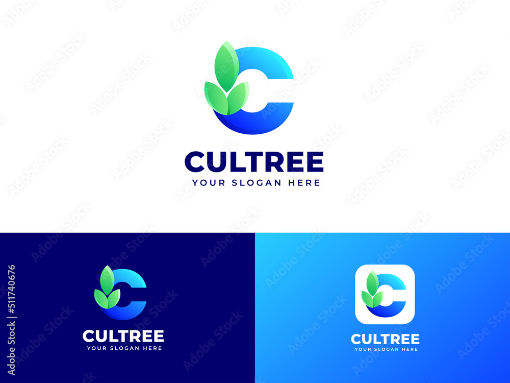 Letter C logo design with leaf concept green color pure nature logo concept simple initial leaf logo vector Letter C logo design with leaf concept green color pure nature logo concept simple initial leaf logo vector