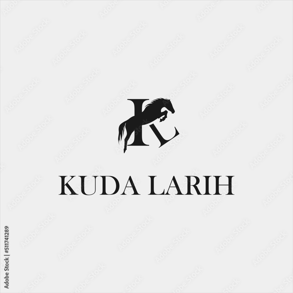 KL letters with Horse Logo Design.