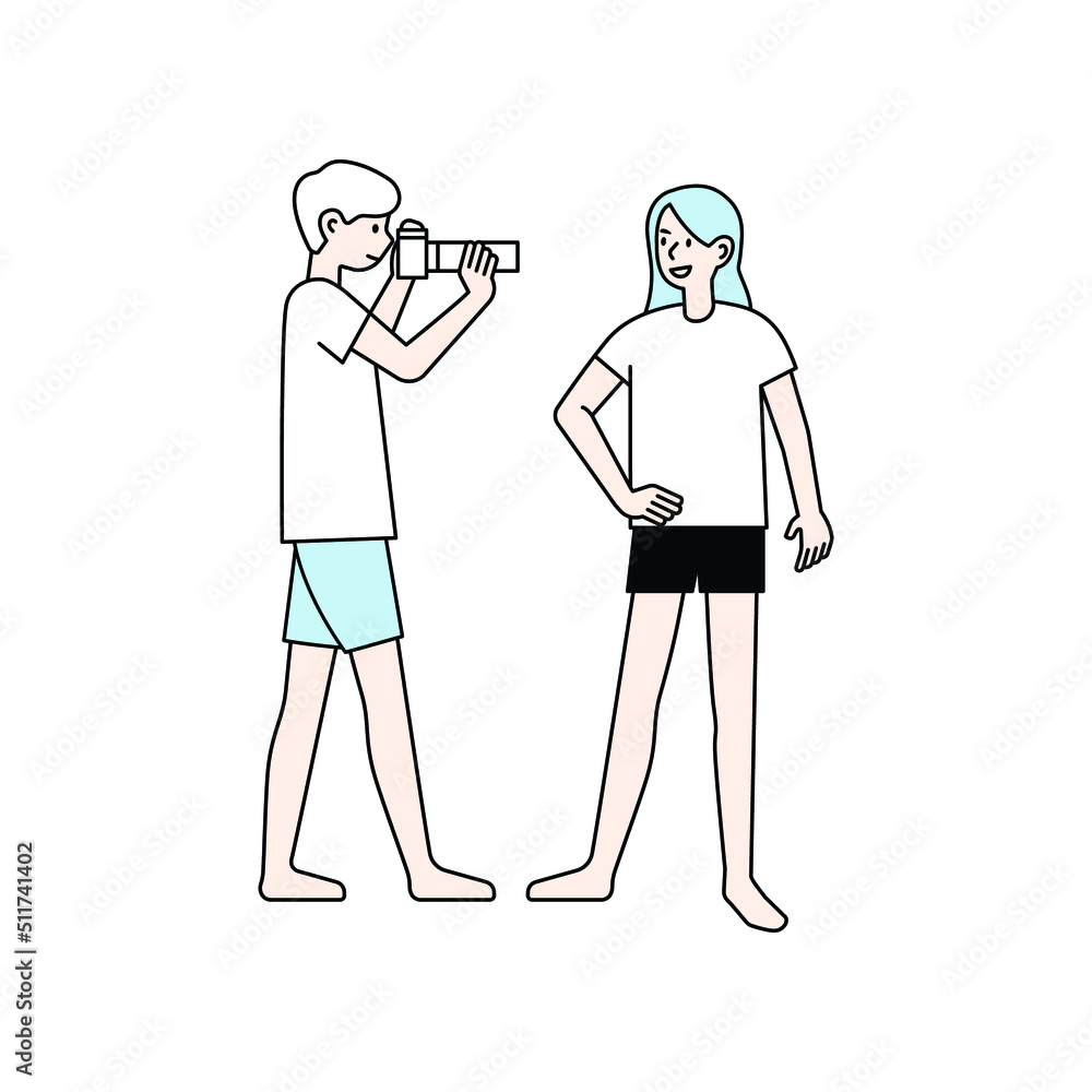people in pose , camera people in pose , camera