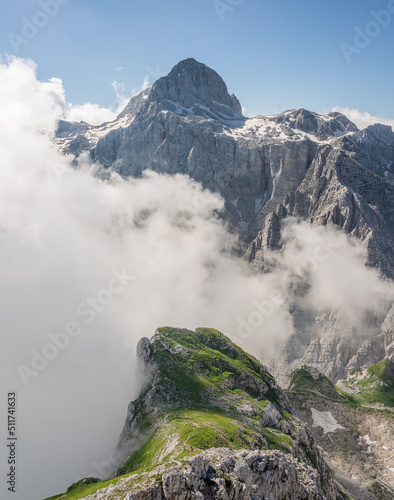 Beautiful mountain landscape of Julian Alps. Breathtaking views from the path to Bovski Gamsovec mountain photo