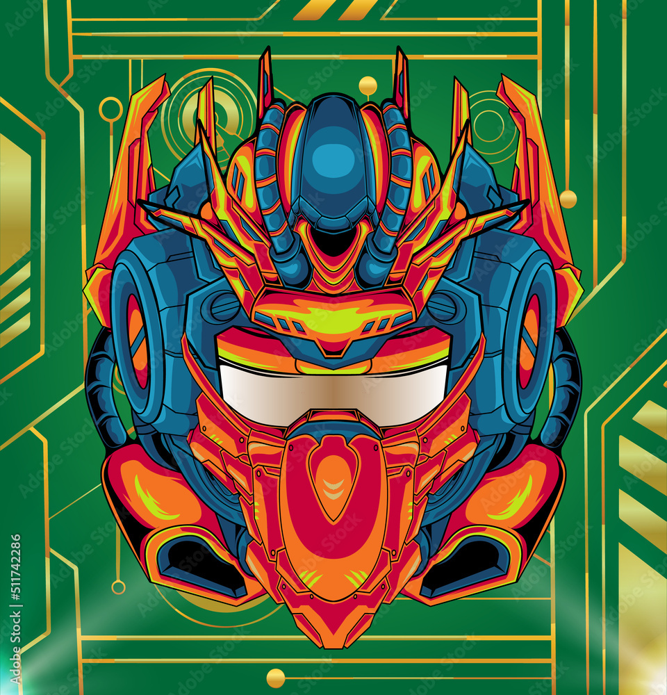 Robot warrior head mascot vector illustration Stock Vector | Adobe Stock