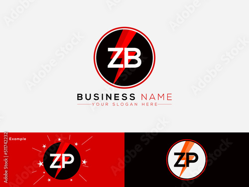 Colorful ZB bz Logo Icon, Creative zb Letter Logo Image Design For Electrical Business photo