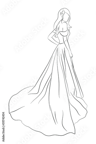 Vector illustration of a bride in a wedding dress