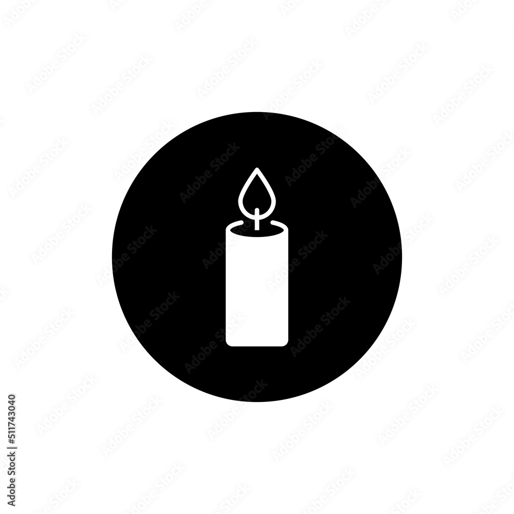 Candle icon in black round Candle icon in black round