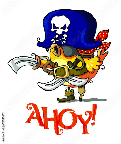 angry pirate canary with sabres  photo