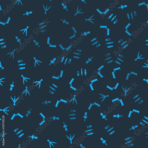 Set Torch flame  Trap hunting  Bullet and cartridge and Bird footprint on seamless pattern. Vector