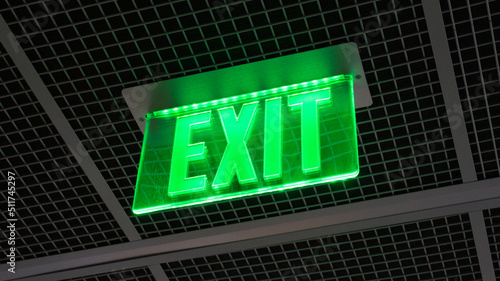 exit sign on the ceiling