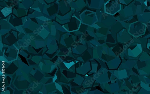 Dark Green vector pattern with colorful hexagons.
