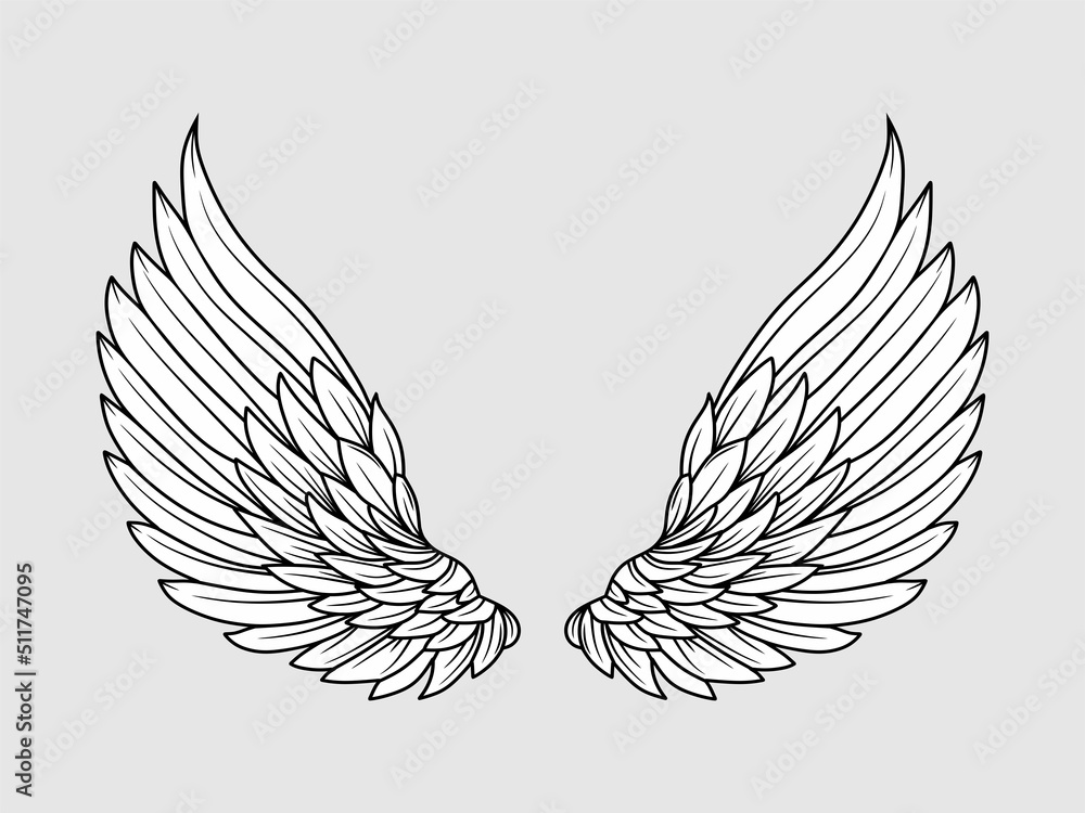 Obraz premium angel wings symbol vector illustration isolated on gray background
