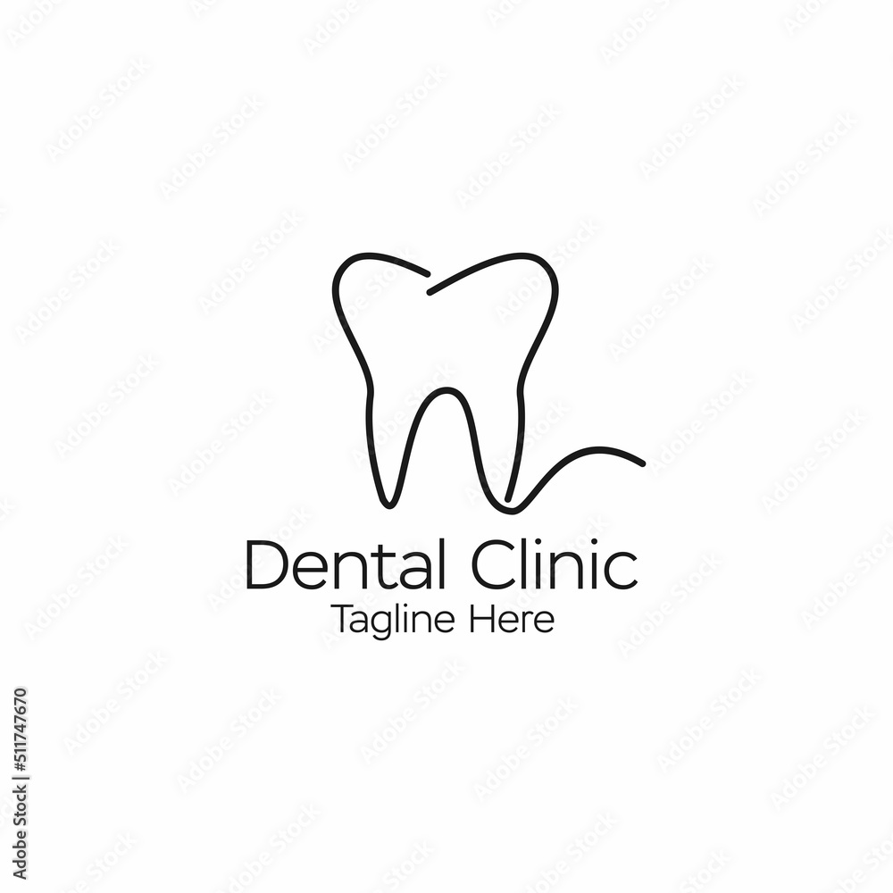 Obraz premium line art dental logo design