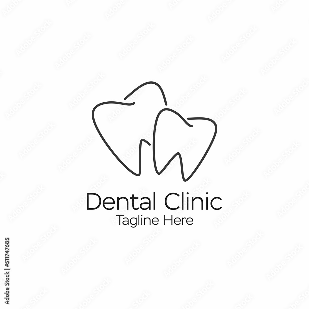 Obraz premium line art dental logo design