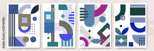 Abstract modern background. Backgrounds with geometric balancing shapes. Boho wall decor. Modern geometric compositions and forms. Posters with abstract shapes, vector