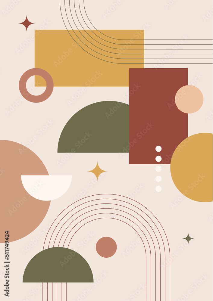 Modern minimalist abstract aesthetic illustrations with geometric shapes. Contemporary wall decor. Collection of creative artistic posters.