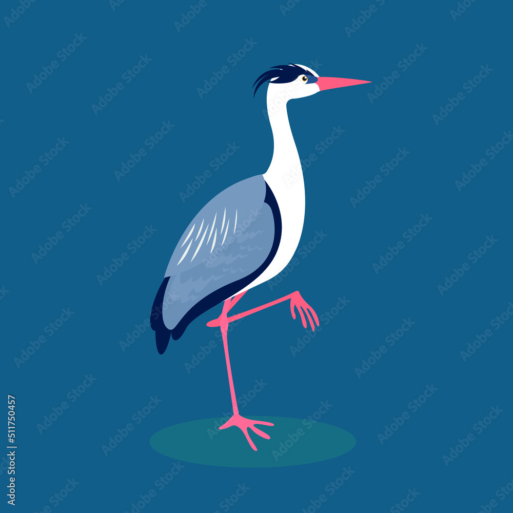 Obraz premium The heron stands on one leg