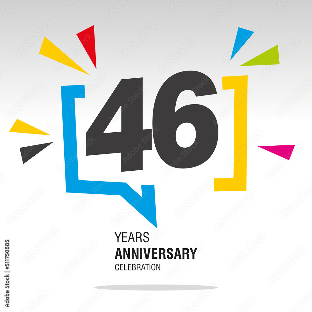 46 Years Anniversary celebration colorful white modern number logo icon banner 46 Years Anniversary celebration colorful white modern number logo icon banner
