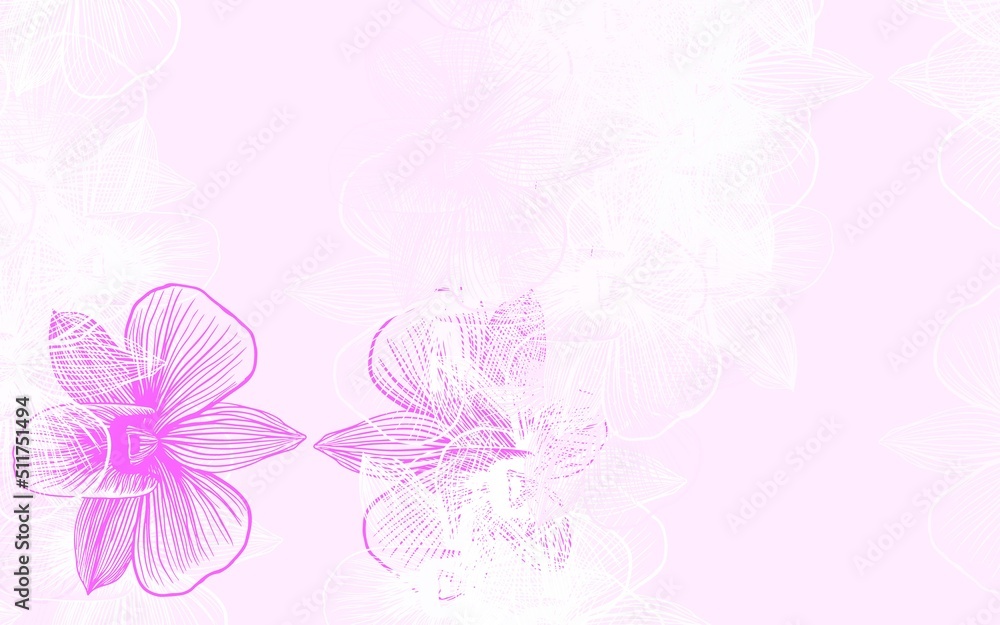Light Purple vector doodle layout with flowers.
