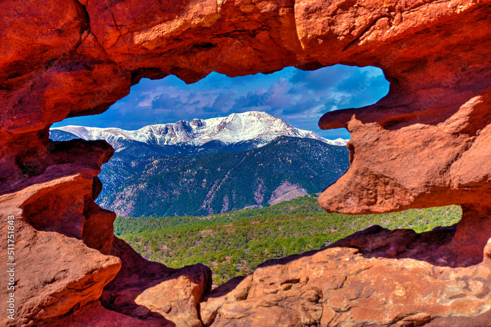 Pikes Peak at Siamese Twins, Garden of the Gods Stock Photo | Adobe Stock