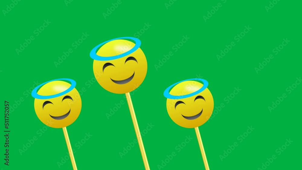 Honest emoji in swinging motion animation isolated on green screen