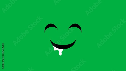 Hungry full green screen seamless loop illustration clip.