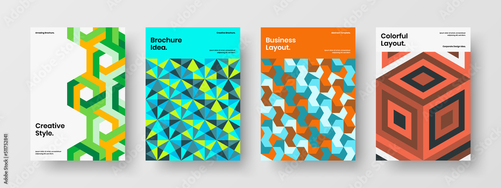Isolated corporate cover design vector concept composition. Abstract geometric pattern annual report illustration set.