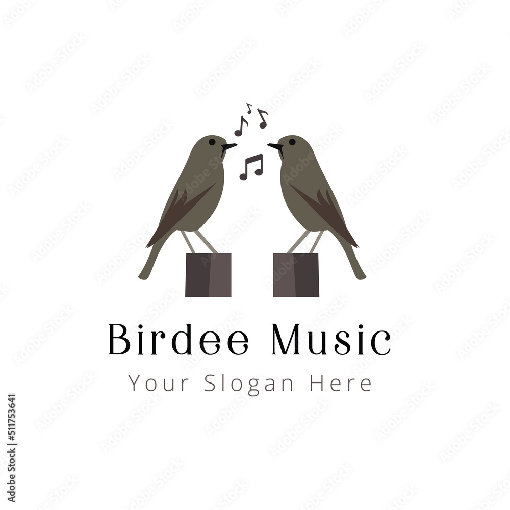 Obraz premium Bird Music logo design vector template