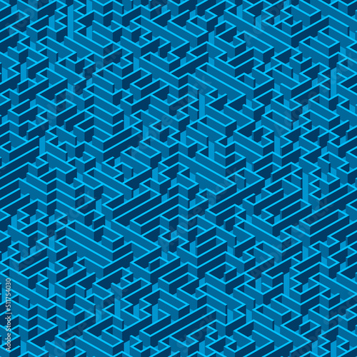 Blue vector seamless maze enless labyrinth pattern background
