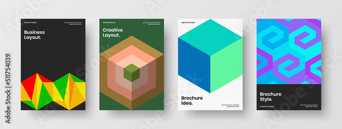 Free Download Vivid front page A4 vector design template bundle. Creative mosaic tiles company brochure concept composition. - GFXLoad