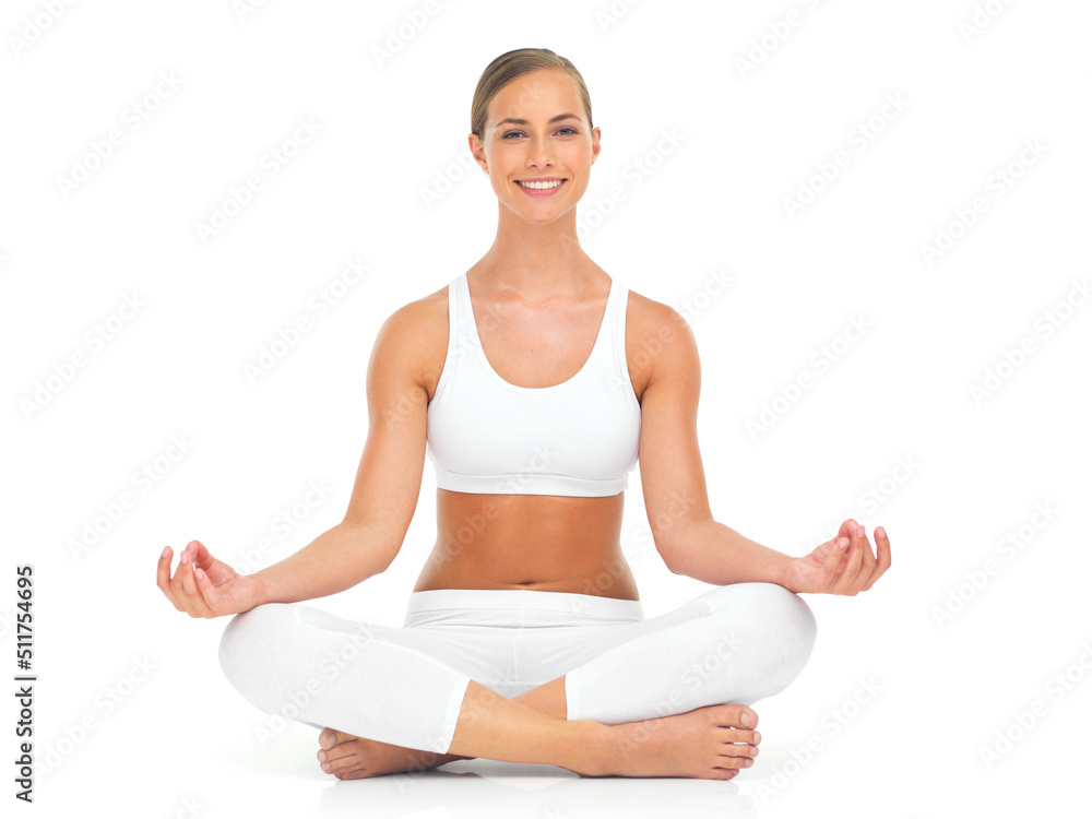 Meditating can change your mood completely. Portrait of an attractive young woman practicing the art of meditation. Meditating can change your mood completely. Portrait of an attractive young woman practicing the art of meditation.