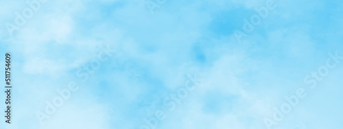 Abstract shinny Summer seasonal natural cloudy blue sky background, Hand painted watercolor shades sky clouds, Bright blue cloudy sky vector illustration.