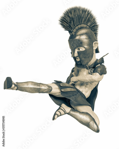 Fototapeta spartan warrior cartoon in a white background
