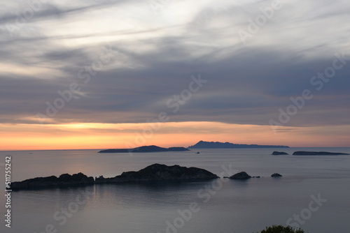 Beautiful sunset in Afionas village in Corfu,Greece