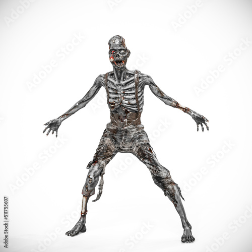 zombie is standing up on white background