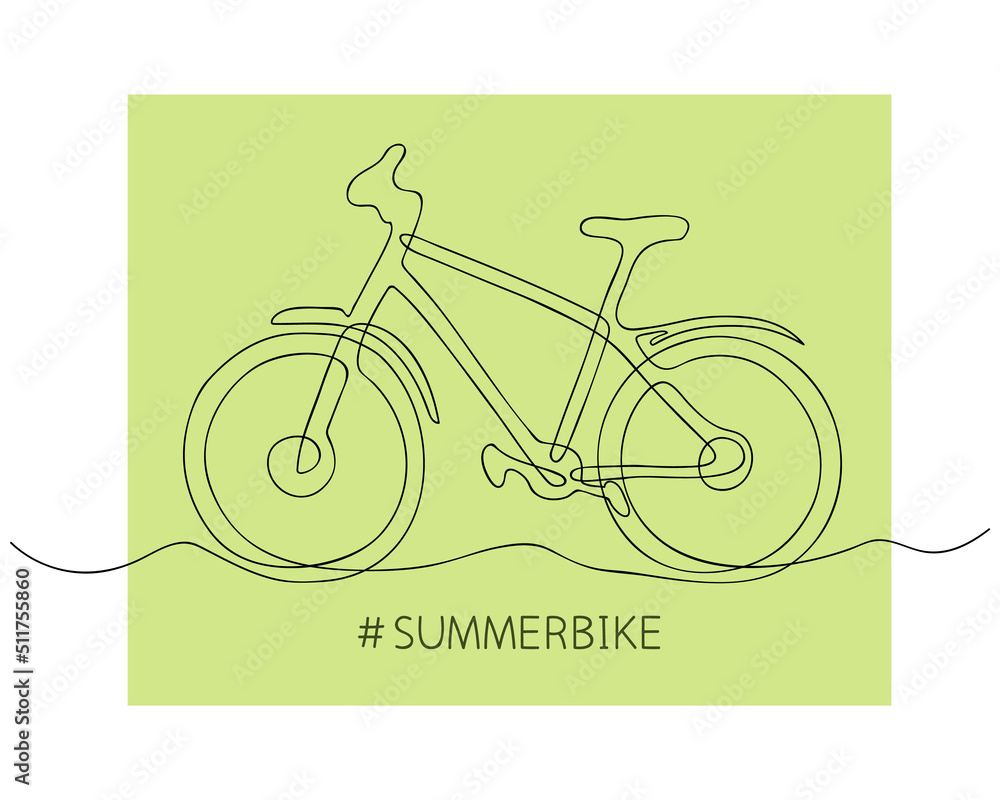 Fototapeta premium Mountain bike. Sport sketch in continuous line. Editable contour. Vector