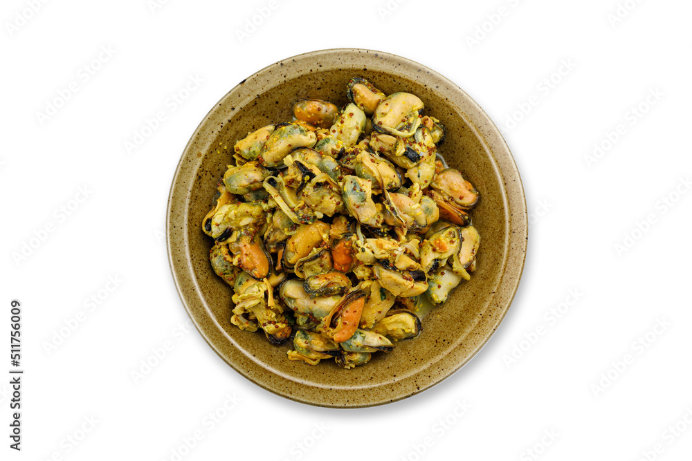 cooked seafood on a plate on a white background
cooked seafood on a plate on a white background