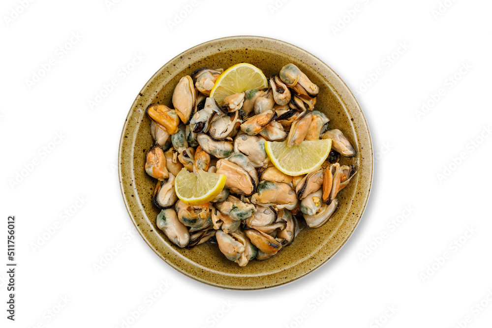 cooked seafood on a plate on a white background
cooked seafood on a plate on a white background