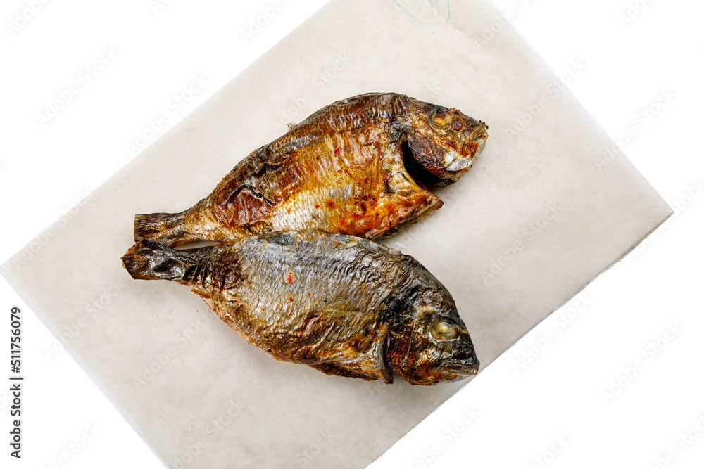fish on kraft paper on a white background
