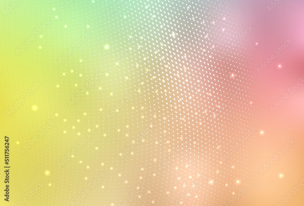 Fototapeta premium Light Green, Red vector Beautiful colored illustration with blurred circles in nature style.