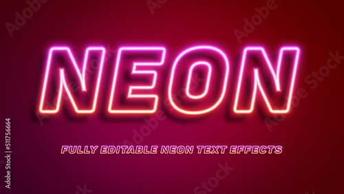 Fully ediatable retro neon text effects