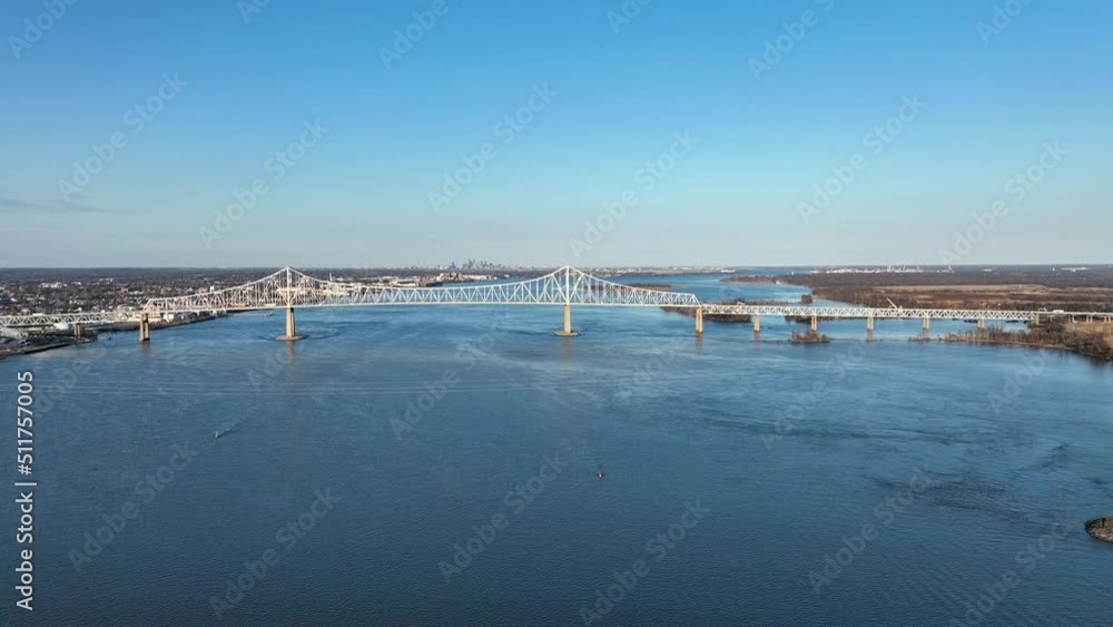 Aerial View of the Commodore Barry Bridge in Chester Pennsylvania Aerial View of the Commodore Barry Bridge in Chester Pennsylvania