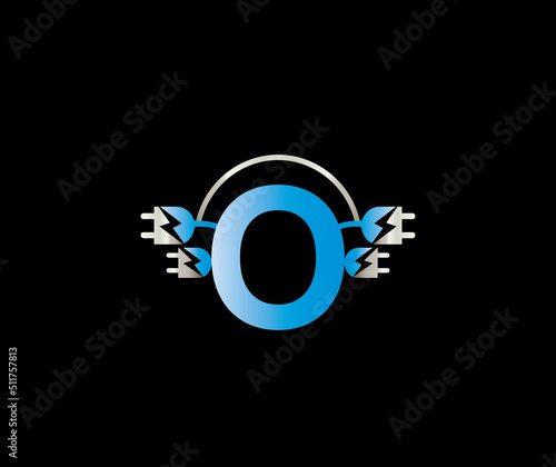 O letter electrical logo power electronics energy lightning Design