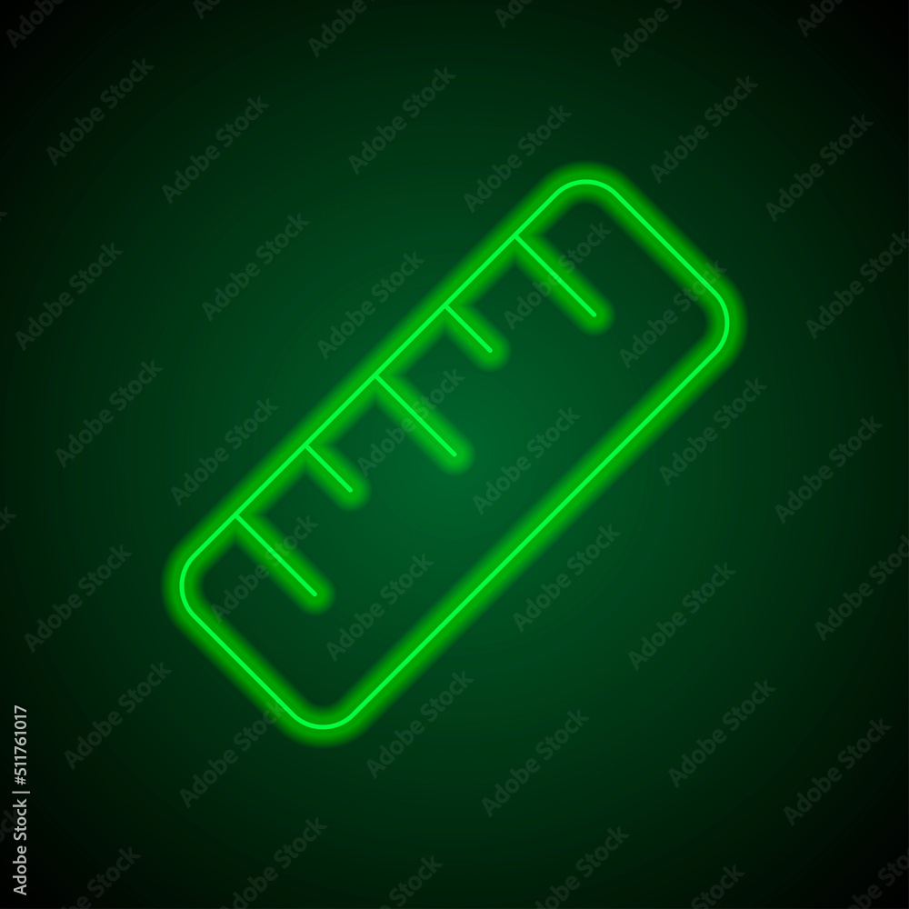 Ruler simple icon vector. Flar design. Green neon on black background with green light.ai Ruler simple icon vector. Flar design. Green neon on black background with green light.ai