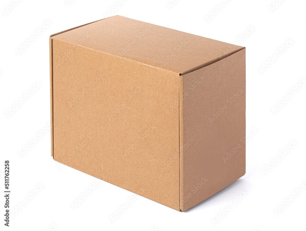 A brown cardboard box isolated on a white