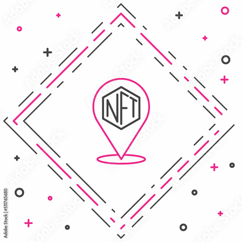 Line NFT Digital crypto art icon isolated on white background. Non fungible token. Colorful outline concept. Vector