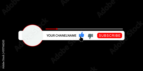 Youtube Lower Third. Social Media Broadcast Banner With Subscribe Button