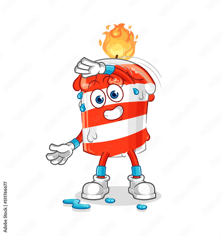 Obraz premium birthday candle stretching character. cartoon mascot vector