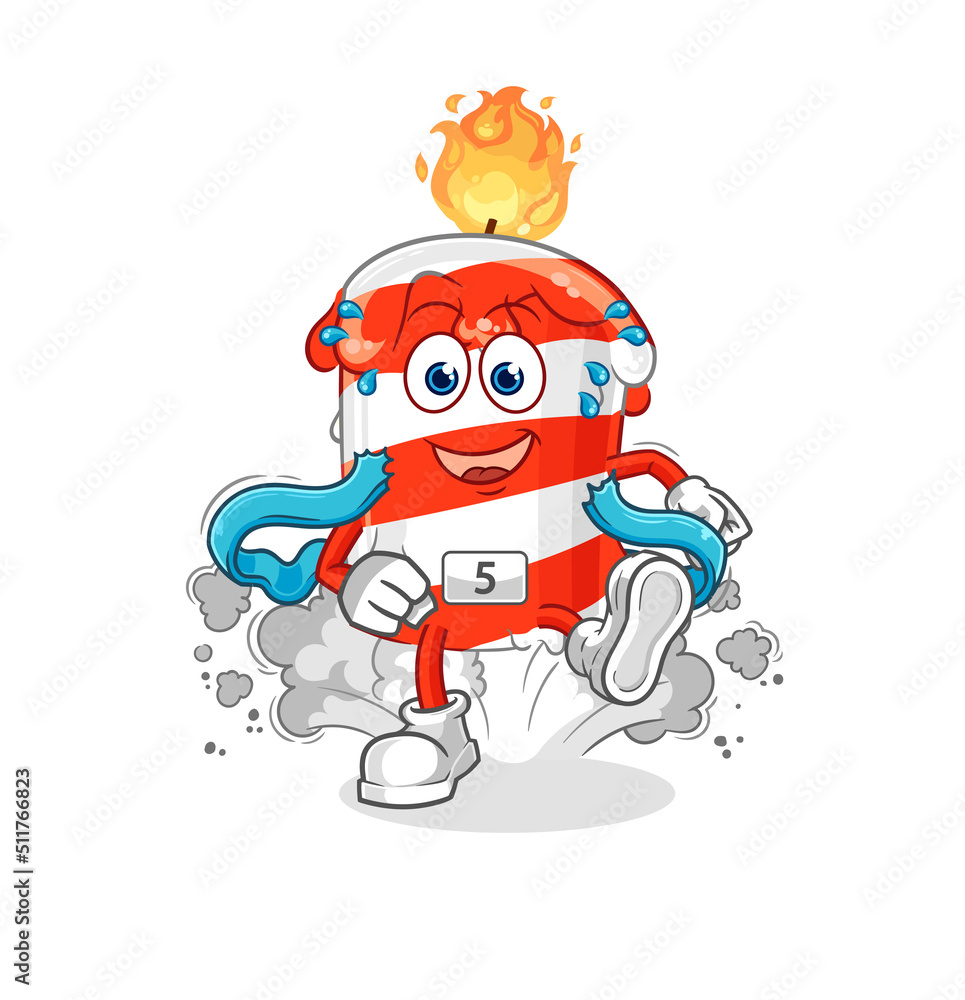 birthday candle runner character. cartoon mascot vector