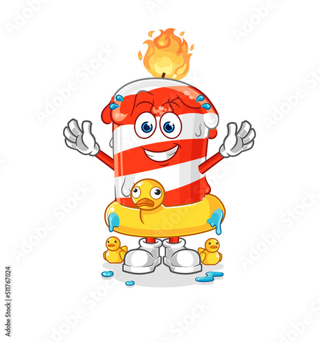 birthday candle with duck buoy cartoon. cartoon mascot vector